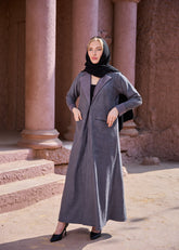 Grey winter abaya With Matching Headscarf