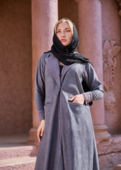 Grey winter abaya With Matching Headscarf