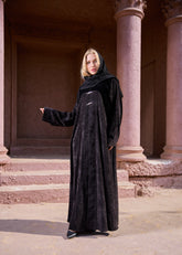 Black winter abaya With Matching Headscarf