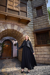 Black winter abaya With Matching Headscarf