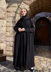 Black winter abaya With Matching Headscarf