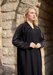 Black winter abaya With Matching Headscarf