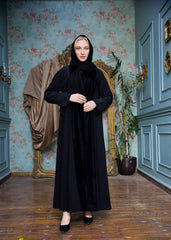 Black winter abaya With Matching Headscarf