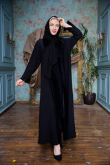 Black winter abaya With Matching Headscarf