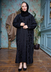 Black winter abaya With Matching Headscarf