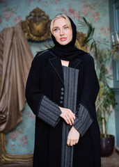 Black winter abaya With Matching Headscarf