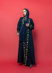 blue floral Abaya