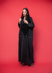 Black linen abaya Tsmm0035