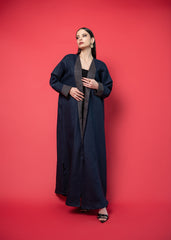 Blue linen abaya Tsmm0036