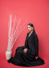 Black Jacquard abaya Tsmm0061