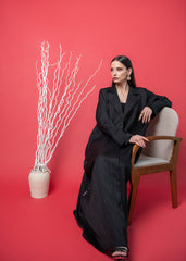 Black Jacquard abaya Tsmm0061