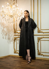 Black linen abaya Tsmm0035