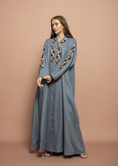 Floral linen Abaya Tsmm0145