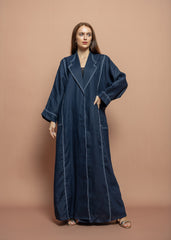 Blue linen Abaya Tsmm0148