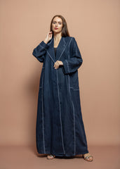 Blue linen Abaya Tsmm0148