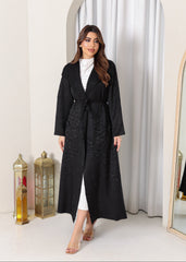Croc-textured blazer black winter abaya