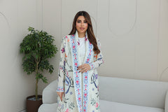 A-line flared winter abaya in pleated & printed fabric