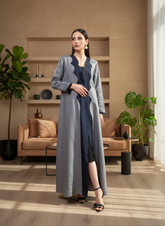 Grey linen abaya Tsmm0037