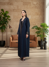 Blue linen abaya Tsmm0036