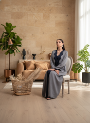 Grey linen abaya Tsmm0037