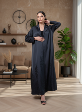 Black crepe abaya Tsmm0055