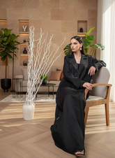 Black Jacquard abaya Tsmm0061