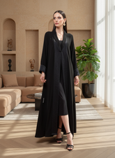 Black crepe Abaya Tsmm0067