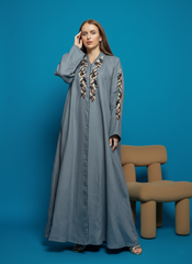 Floral linen Abaya Tsmm0145