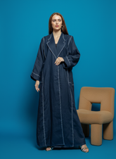 Blue linen Abaya Tsmm0148