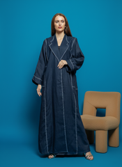 Blue linen Abaya Tsmm0148