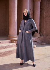Grey winter abaya With Matching Headscarf
