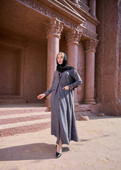 Grey winter abaya With Matching Headscarf