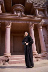 Black winter abaya With Matching Headscarf