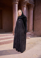 Black winter abaya With Matching Headscarf