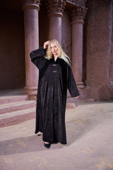 Black winter abaya With Matching Headscarf