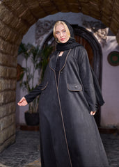 Black winter abaya With Matching Headscarf