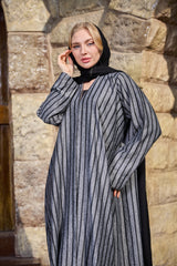Grey winter abaya With Matching Headscarf