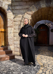 Black winter abaya With Matching Headscarf
