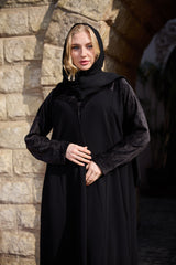 Black winter abaya With Matching Headscarf
