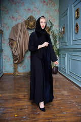 Black winter abaya With Matching Headscarf