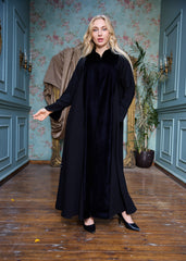 Black winter abaya With Matching Headscarf