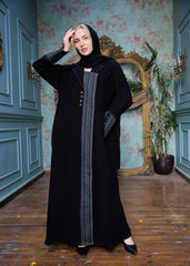 Black winter abaya With Matching Headscarf