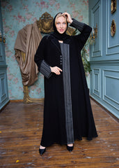 Black winter abaya With Matching Headscarf