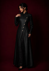 Elegant Two-Tone Lace Abaya – Timeless Sophistication