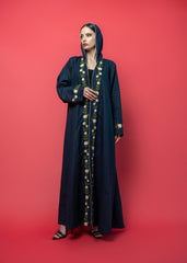 blue floral Abaya