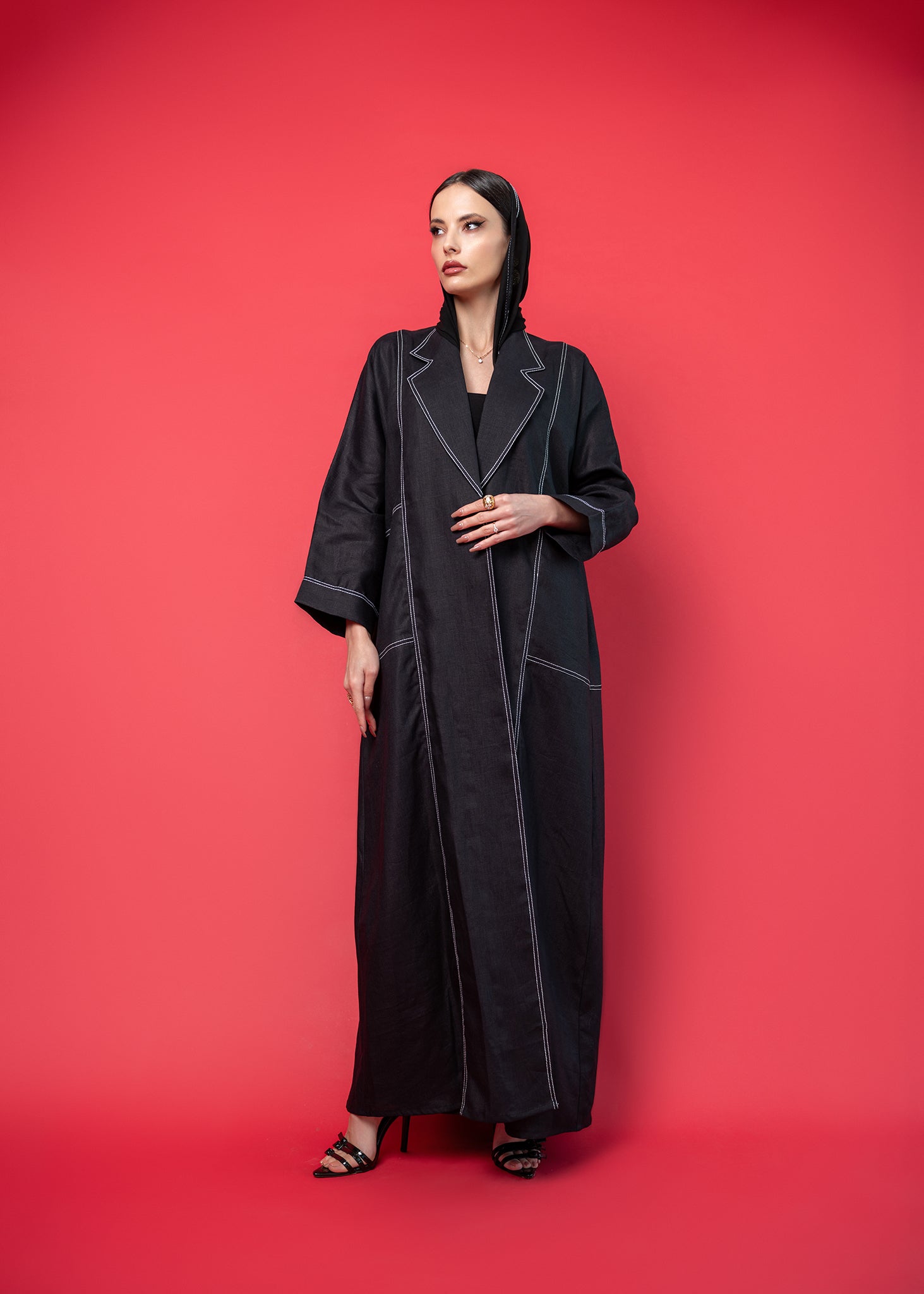 Black linen abaya