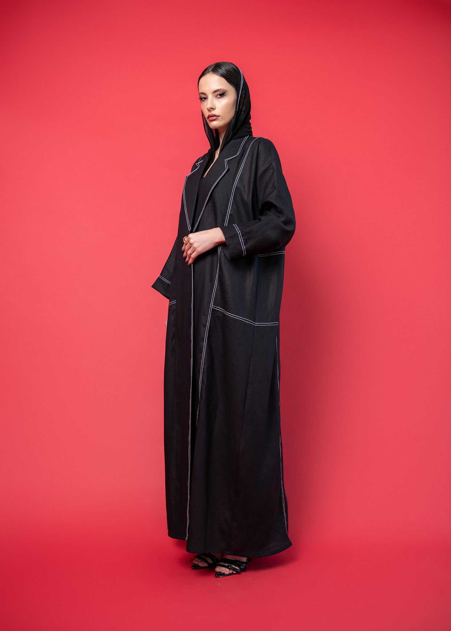 Black linen abaya