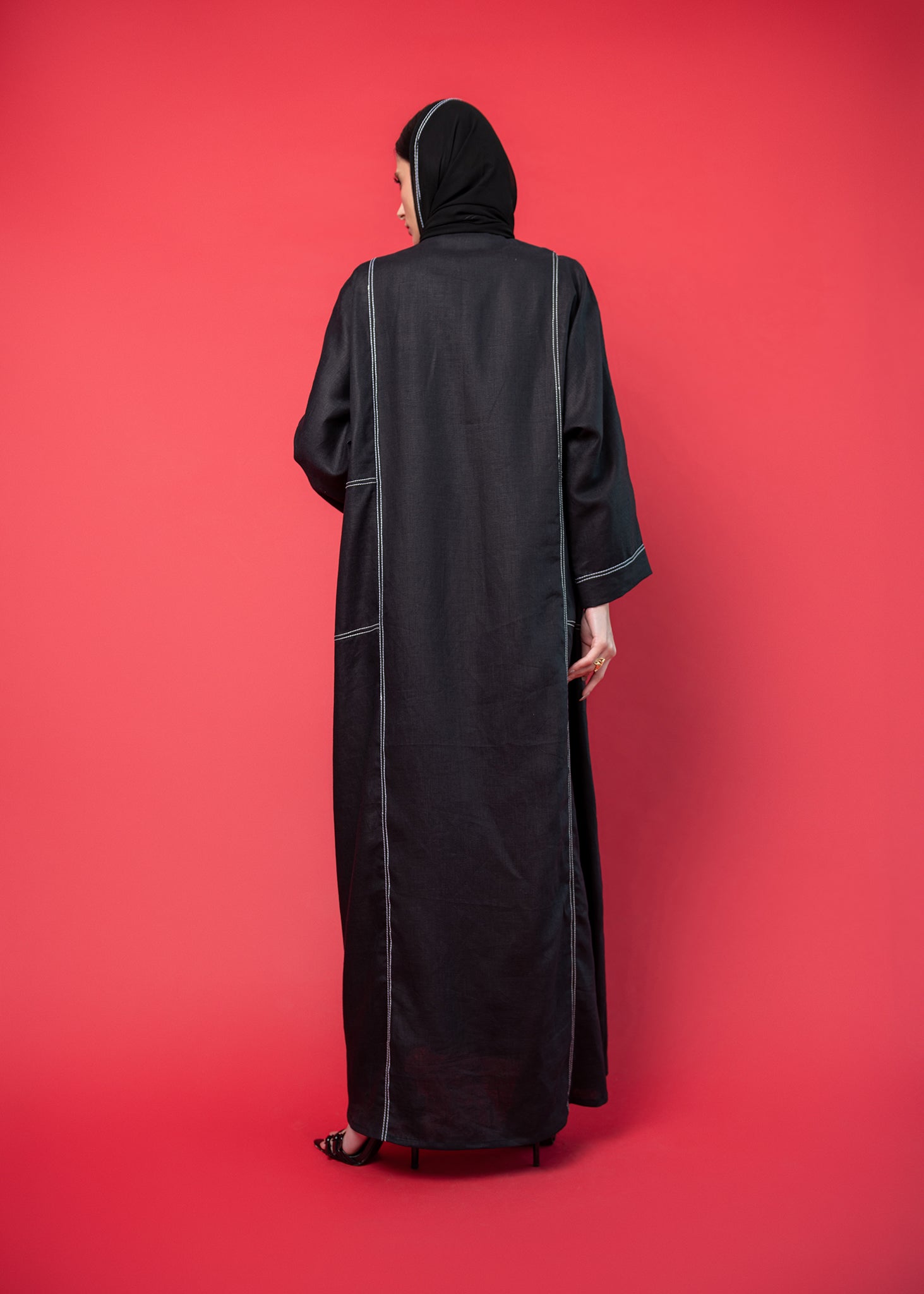 Black linen abaya