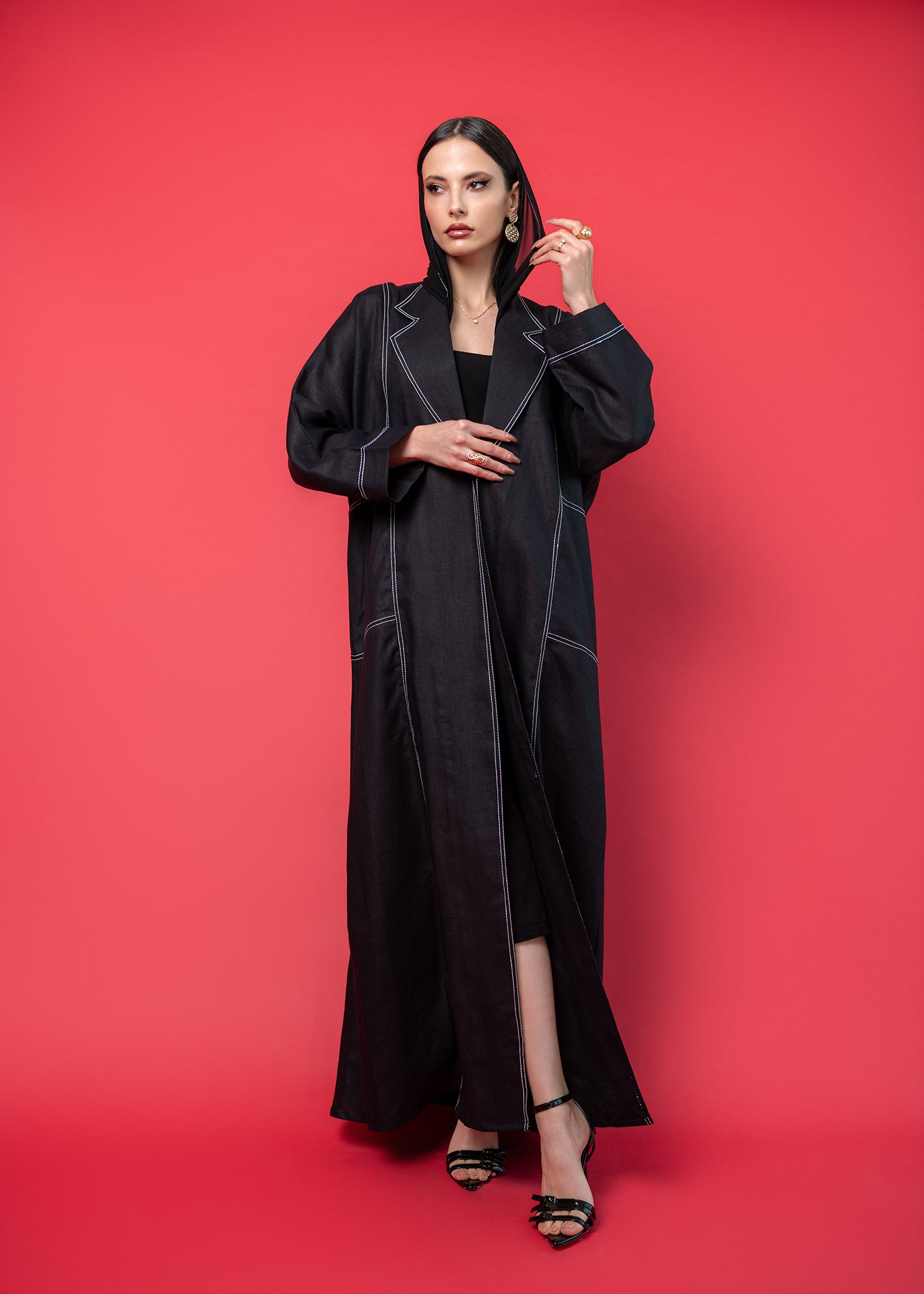 Black linen abaya