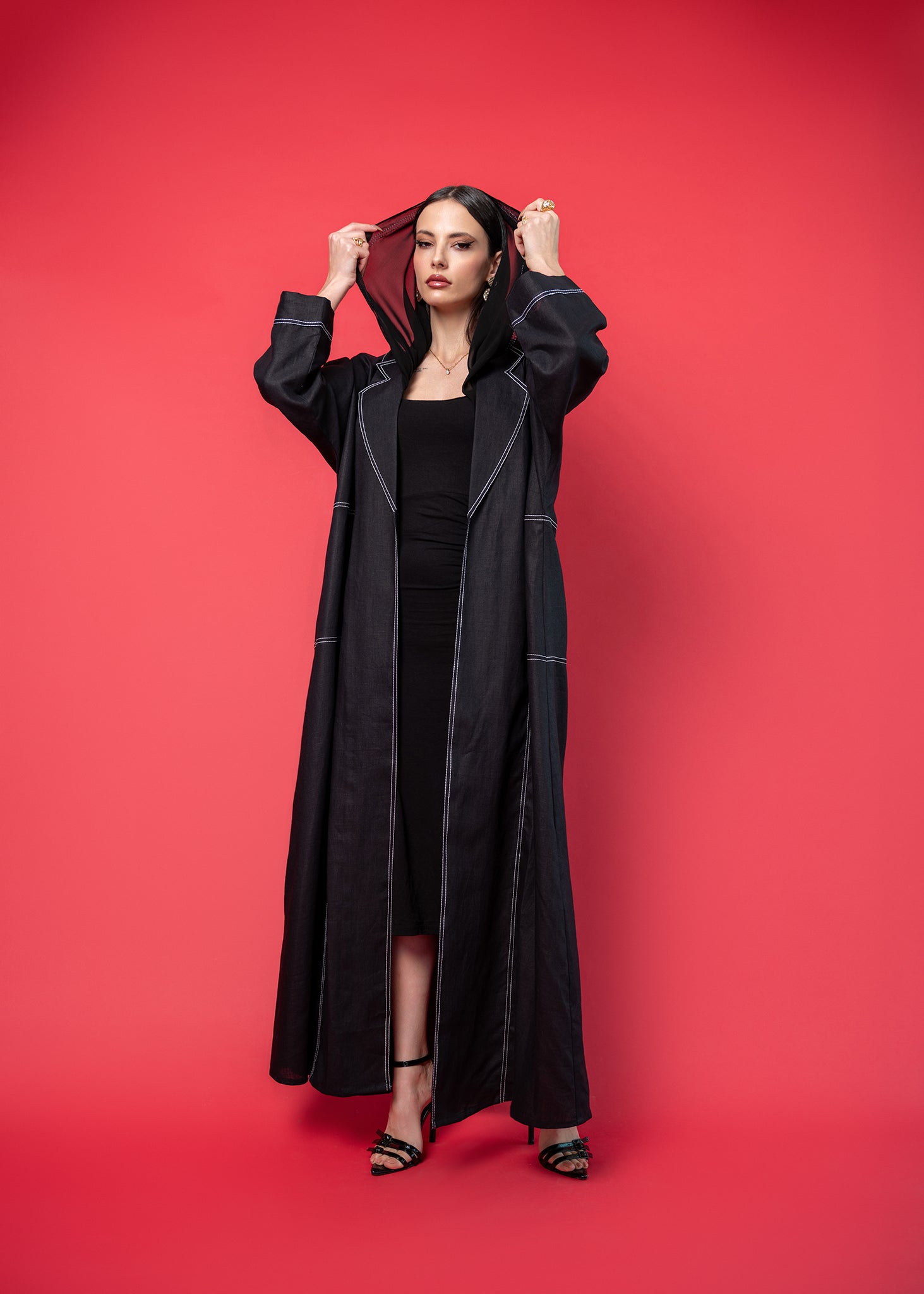 Black linen abaya